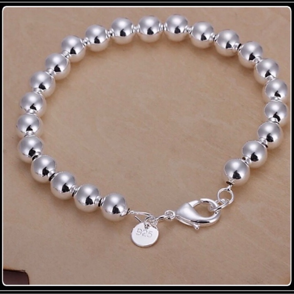 Clearance! NEW 925 SILVER 6MM CLASSIC BEAD BRACELET